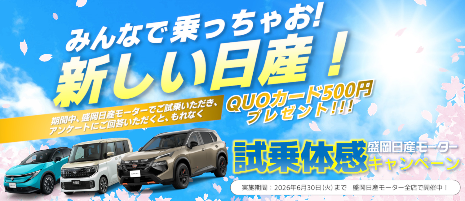 みんなで乗っちゃお！新しい日産！　試乗体感キャンペーン　6月30日まで